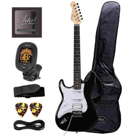 Artist AS1 Left Handed Black Electric Guitar w/Humbucker & Accessories