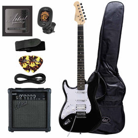 Artist AS1 Left Handed Black Electric Guitar w/ Accessories & 10W Amp