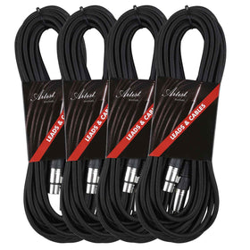 Artist MCD30XX 30ft (9m) Deluxe Mic Cable/Lead XLR-XLR - 4 Pack