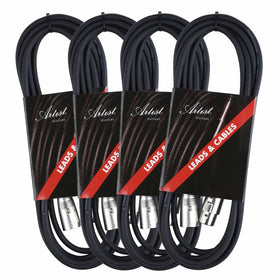 Artist MC10XX 10ft (3m) Mic Cable/Lead XLR-XLR - 4 Pack