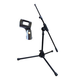 Artist MS010 Small Black Mic Stand with Short Telescopic Boom & Clip