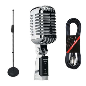 Superlux PROH7F Dynamic Supercardioid Microphone, Stand & Cable