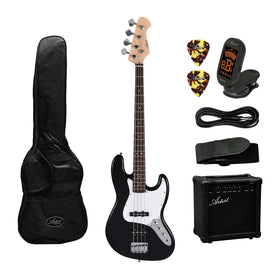 Artist JB2 Black Electric Bass Guitar Plus Accessories with Amp