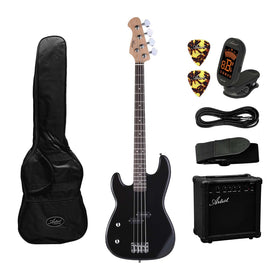 Artist PB2L Left Hand Black Electric Bass Guitar + Amp and Accessories