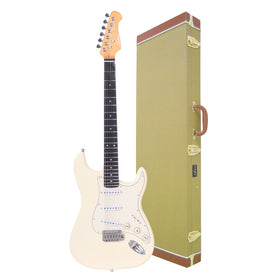 Artist ST62 Vintage White Electric Guitar w/ Wranglers & Tweed Case