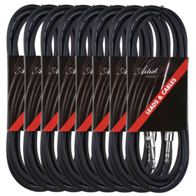 Artist TT10 10ft (3m) TRS Cable/Lead Balanced Jack-Jack 8 pack