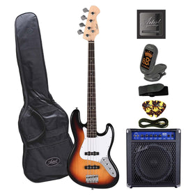 Artist JB2 Sunburst Electric Bass Guitar Plus Accessories + BA30 Amp