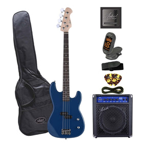 Artist PB2 Blue Electric Bass Guitar Plus Accessories with BA30 Amp
