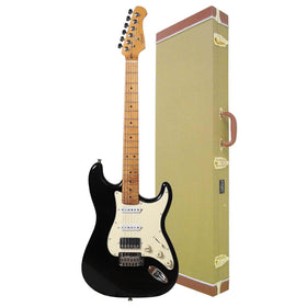 Artist ST62II Black Electric Guitar w/ HSS Pickups & Tweed Case
