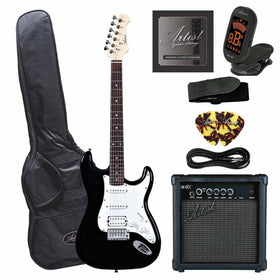 Artist STH Black Electric Guitar with Humbucker and 10Watt Amp