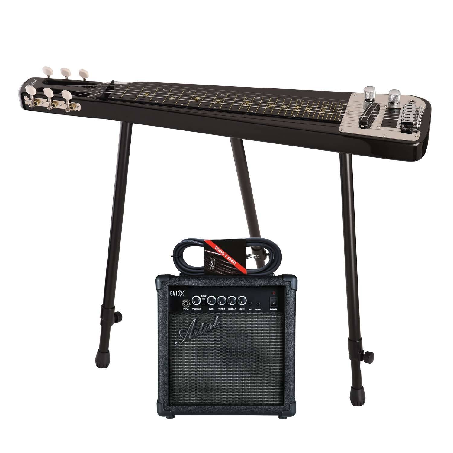 pedal steel guitar amp Artist MSL110 Lap steel 6 String Metallic Black & 10Watt Amp 169921