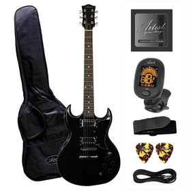 Artist AG1 Black Electric Guitar w/ Humbucker Pickups & Accessories