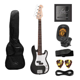 Artist MiniB Black 3/4 Size Bass Guitar w/ Accessories