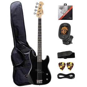 Customer Return Artist APB Black Bass Guitar w/ Accessories