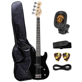 Artist APB34 Black 3/4 Size Bass Guitar w/ Accessories
