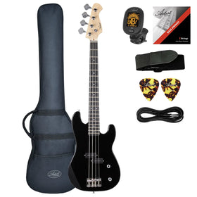 Artist APB34 Black 3/4 Size Bass Guitar w/ Accessories