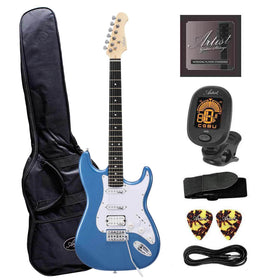 Artist AS1 Metallic Blue Electric Guitar w/HSS Pickups & Accessories