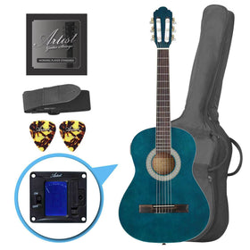 Artist CL34 - 3/4 Size Classical Nylon String Guitar Pack - Blue