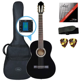 Artist CL44BK Full Size Classical Nylon String Guitar Pack - Black