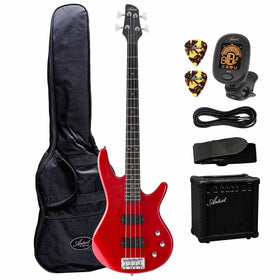 Artist ABA200 Red Electric Bass Guitar with Accessories & Amp