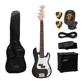 Artist MiniB Black 3/4 Size Bass Guitar w/ Accessories & 15W Amp