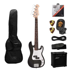 Artist APG34 Black 3/4 Size Bass Guitar w/ Accessories & 15W Amp