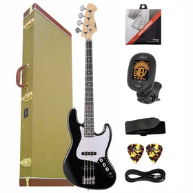 Artist AJB Black Bass Guitar w/ Accessories & Tweed Hard Case
