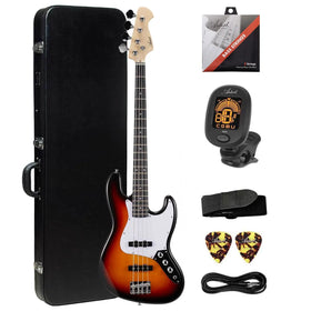 Artist AJB Sunburst Bass Guitar w/ Accessories & Black Hard Case