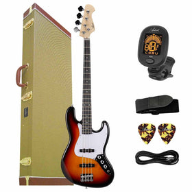 Artist AJB Sunburst Bass Guitar w/ Accessories & Tweed Hard Case