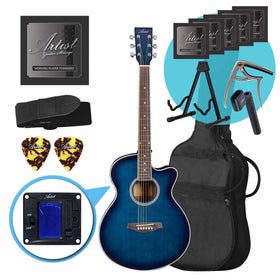 Artist LSPSTBB Beginner Acoustic Guitar Small Body Ultimate Pack-Blue