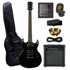 Artist AG1 Black Electric Guitar w/ Accessories & Amp