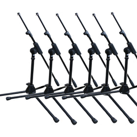 Artist MS010 Small Black Mic Stand with Telescopic Boom - 6 Pack