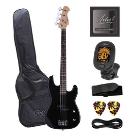 Customer Return Artist APB Black Bass Guitar w/ Accessories